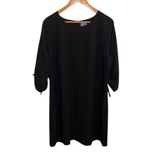 CeCe Women’s  Black Midi Dress Tie Sleeves 16W
